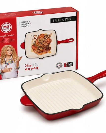 Ketinė grilio keptuvė MG Home Immortale, emaliuotas ketus, 26 cm, indukcinei ir dujinei viryklei