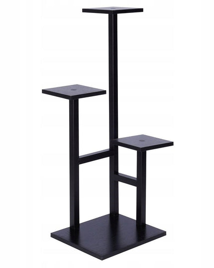 Keturių aukštų gėlių stovas su juodomis MDF lentynomis