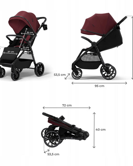 Kinderkraft GRANDE 2 sportinis vežimėlis, lengvas, dideli ratai, iki 22 kg