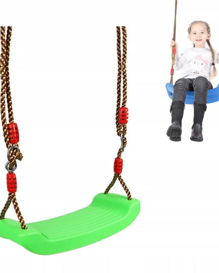 Klasikinės sūpynės, plokščia sėdynė tipo BANAN, žalios, tvirtos ir patvarios