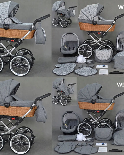 KLASIKINIS VEŽIMĖLIS 4in1 Viko Retro Pinti Vežimėliai ISOFIX BAZĖ + Priedai