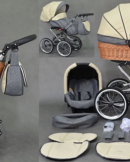 KLASIKINIS VEŽIMĖLIS 4in1 Viko Retro Pinti Vežimėliai ISOFIX BAZĖ + Priedai