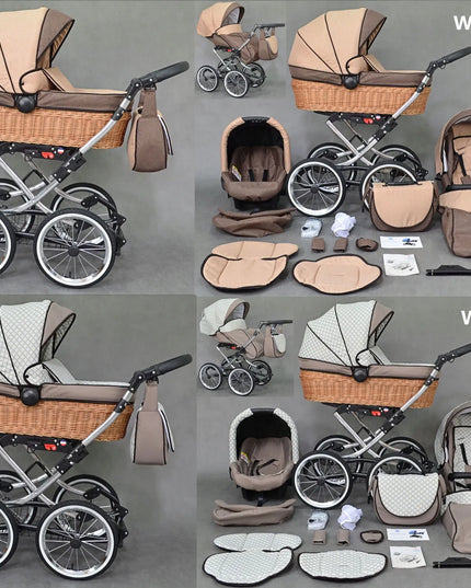 KLASIKINIS VEŽIMĖLIS 4in1 Viko Retro Pinti Vežimėliai ISOFIX BAZĖ + Priedai