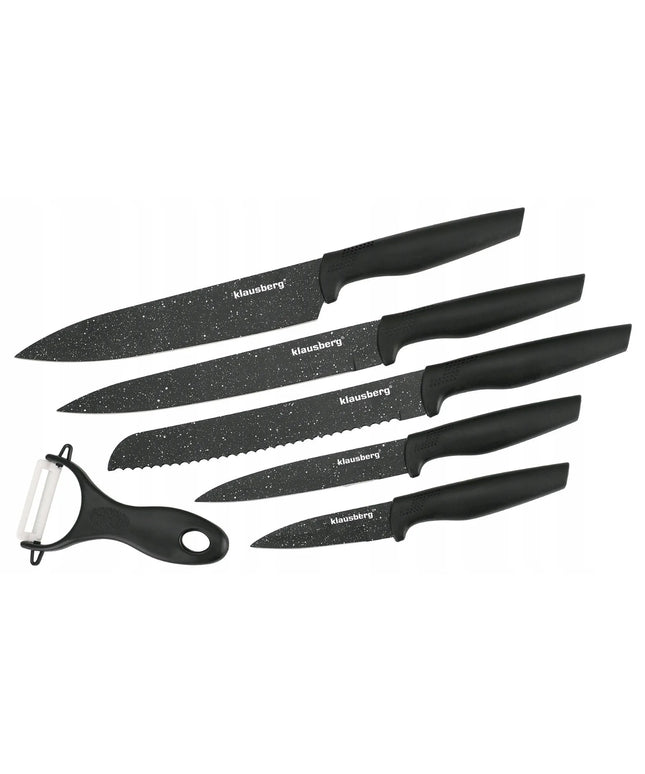 Klausberg KB-7613 marmurinės dangos virtuvinių peilių rinkinys, 6 dalių
