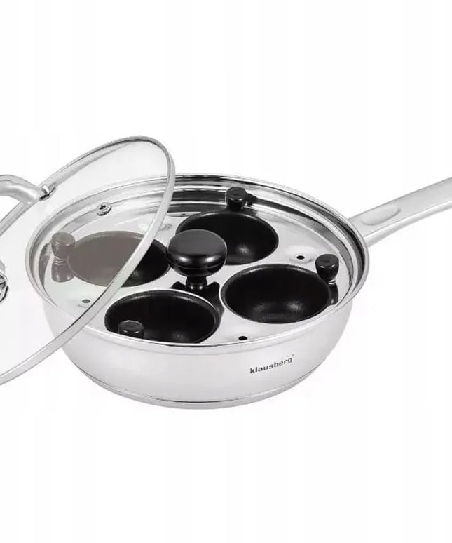 Klausberg plieninė keptuvė su įdėklu kiaušiniams Benedikto stiliaus (marinuotiems) ar keptiems 20 cm indukcinė