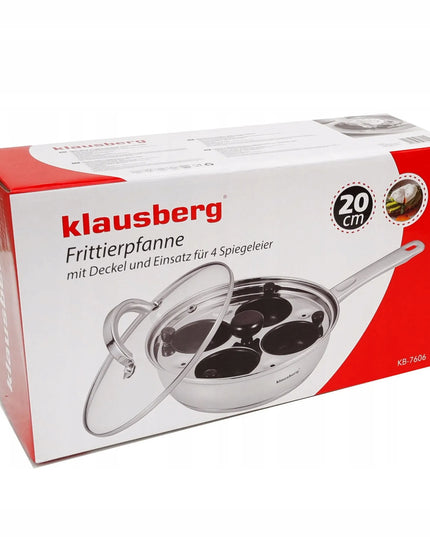 Klausberg plieninė keptuvė su įdėklu kiaušiniams Benedikto stiliaus (marinuotiems) ar keptiems 20 cm indukcinė