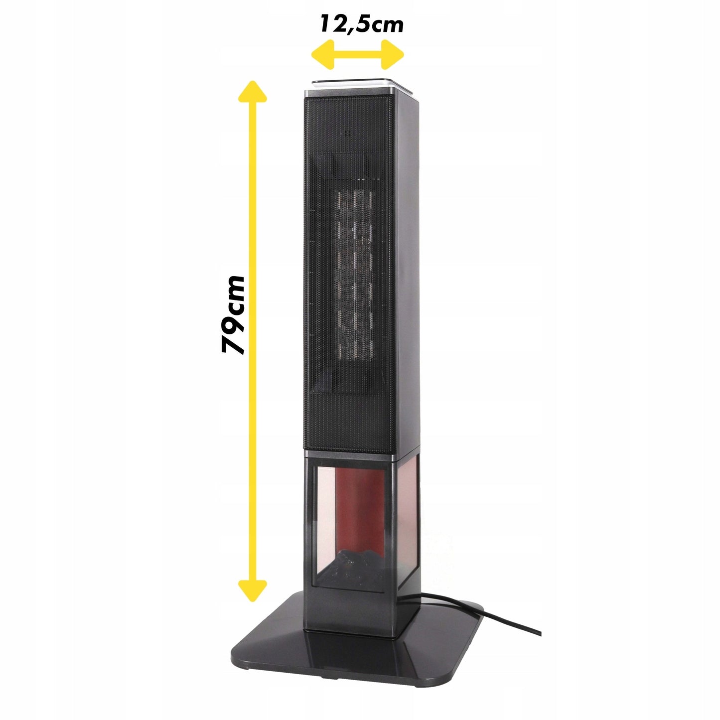 Koloninis ventiliatorinis šildytuvas su liepsnos efektu MALMO 2400W PTC, reguliuojamas termostatas, TIMER, nuotolinis valdymas