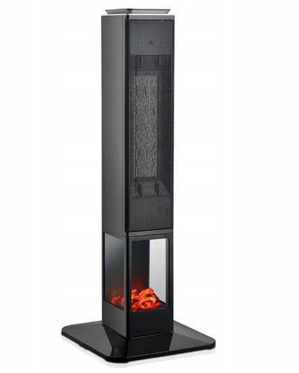 Koloninis ventiliatorinis šildytuvas su židinio efektu Mission Air MALMO Black 2400W