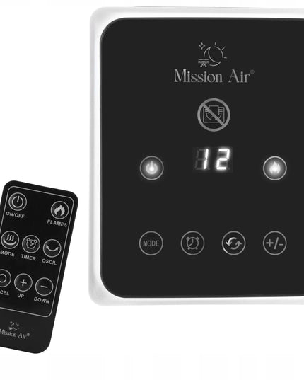 Koloninis ventiliatorinis šildytuvas su židinio efektu Mission Air MALMO Black 2400W