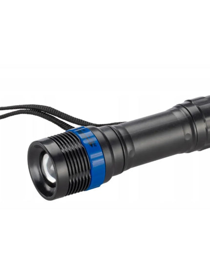 Kompaktiškas taktinis kišeninis žibintuvėlis su ZOOM funkcija, LED SMD diodu ir lęšiu