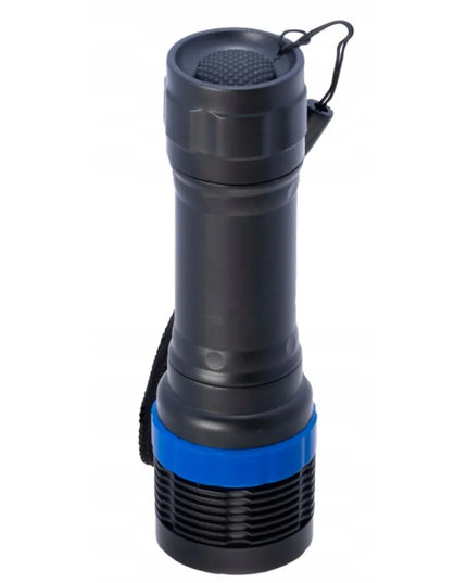 Kompaktiškas taktinis kišeninis žibintuvėlis su ZOOM funkcija, LED SMD diodu ir lęšiu