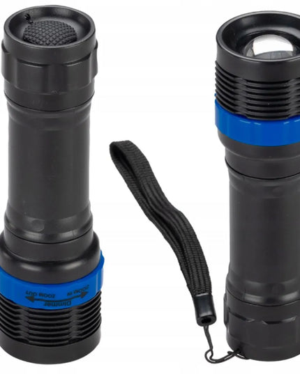 Kompaktiškas taktinis kišeninis žibintuvėlis su ZOOM funkcija, LED SMD diodu ir lęšiu