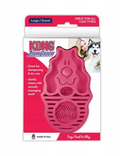 KONG ZoomGroom Raspberry L dydžio guminis šepetys šunims