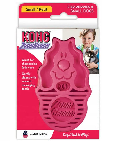 KONG ZoomGroom Raspberry L dydžio guminis šepetys šunims