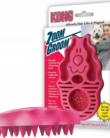 KONG ZoomGroom Raspberry L dydžio guminis šepetys šunims