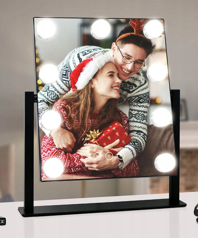 Kosmetologinis veidrodis LED Hollywood 36,5 x 29 cm, pastatomas, USB