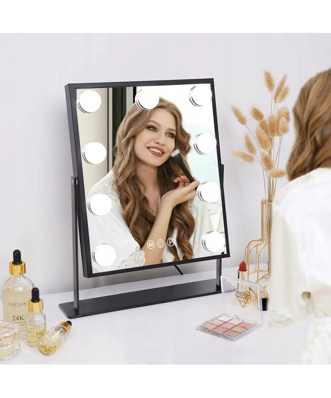 Kosmetologinis veidrodis LED Hollywood 36,5 x 29 cm, pastatomas, USB