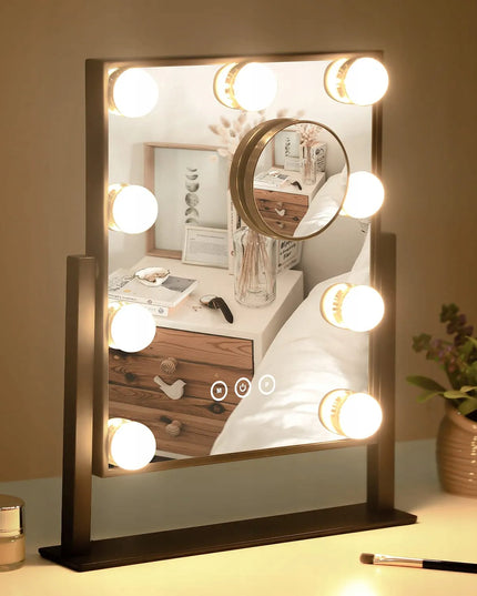 Kosmetologinis veidrodis LED Hollywood 36,5 x 29 cm, pastatomas, USB