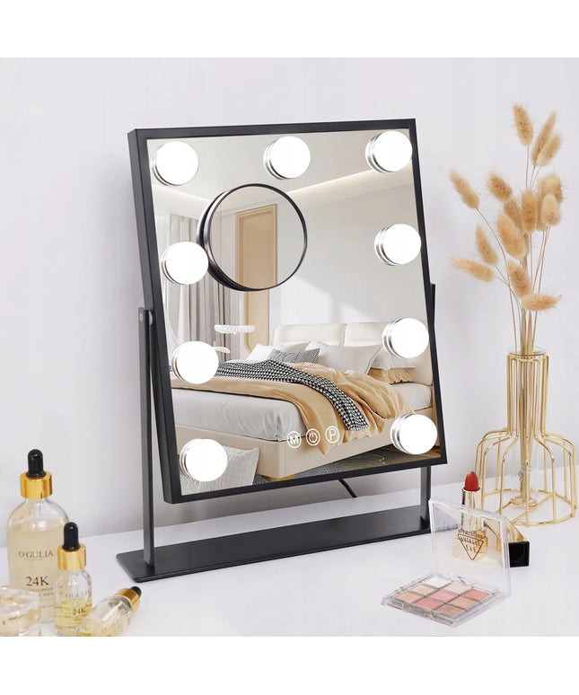 Kosmetologinis veidrodis LED Hollywood 36,5 x 29 cm, pastatomas, USB