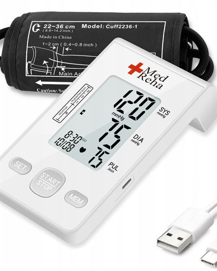 Kraujospūdžio matuoklis ant rankos automatinis elektroninis medicininis tikslus su USB jungtimi ir dideliu LCD ekranu 2x150 atminties vietų