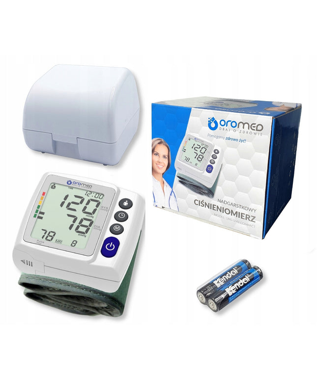 Kraujospūdžio matuoklis ant riešo OROMED ORO-SM3 automatinis medicininis su aritmijos funkcija, dideliu LCD ekranu ir 2x120 atminties vietų