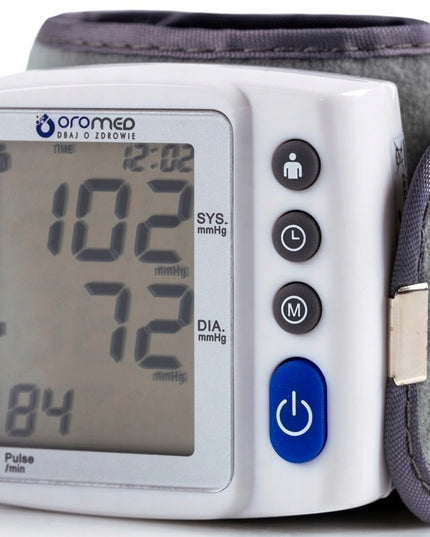 Kraujospūdžio matuoklis ant riešo OROMED ORO-SM3 automatinis medicininis su aritmijos funkcija, dideliu LCD ekranu ir 2x120 atminties vietų