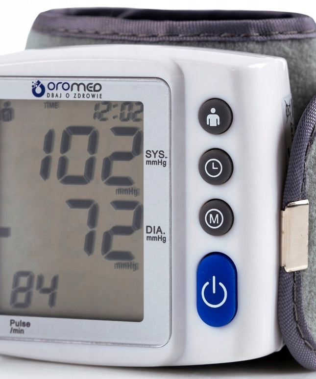 Kraujospūdžio matuoklis ant riešo OROMED ORO-SM3 automatinis medicininis su aritmijos funkcija, dideliu LCD ekranu ir 2x120 atminties vietų