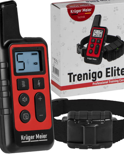 Kruger Meier Trenigo Elite dresiruo antkaklis šunims su nuotolinio valdymo pulteliu, vibracija, vandeniui atsparus, 500 m