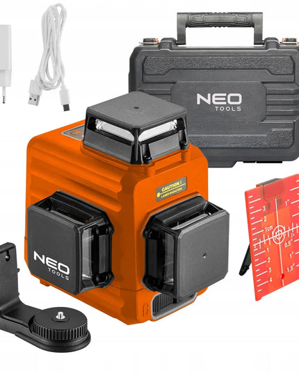 Kryžinis lazeris NEO TOOLS 75-104 3D 360° su raudonu spinduliu ir USB-C jungtimi