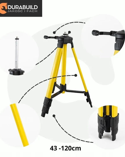 Kryžminis lazerinis nivelyras Durabuild PRO LCD 360 4D 16 linijų su stovu
