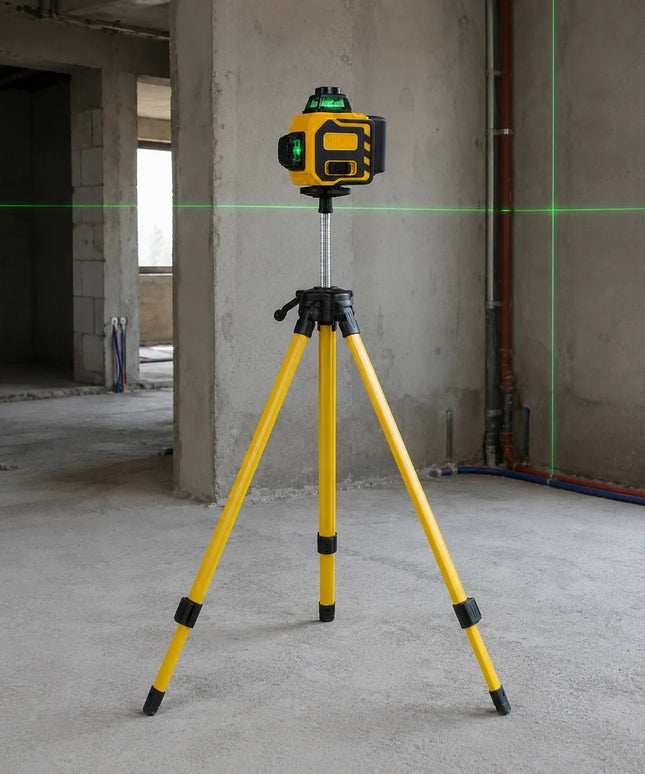Kryžminis lazerinis nivelyras Durabuild PRO LCD 360 4D 16 linijų su stovu