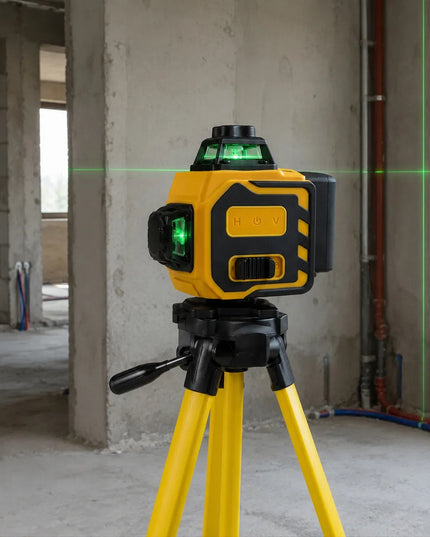 Kryžminis lazerinis nivelyras Durabuild PRO LCD 360 4D 16 linijų su stovu
