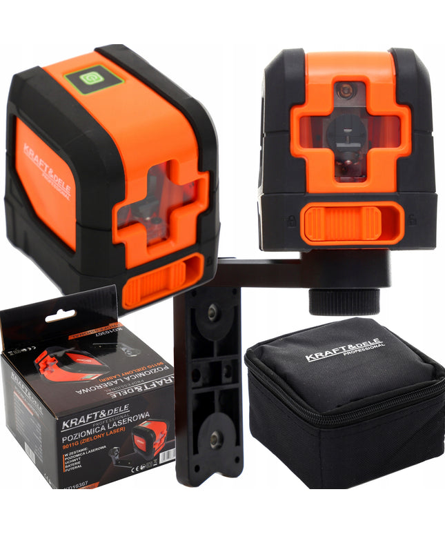 Kryžminis lazeris Kraft&Dele KD10307, savaime išsilyginantis, 15m, su dėklu ir laikikliu