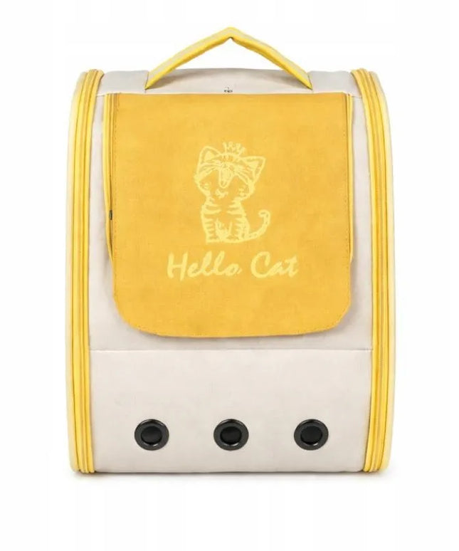 Kuprinė-krepšys katėms ir mažiems šunims HELLO CAT, geltona, iki 7,5 kg
