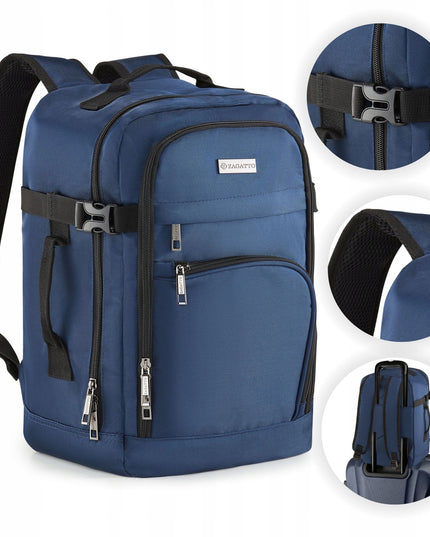 ZAGATTO tamsiai mėlyna kelioninė kuprinė lėktuvui 40x20x25 – rankinis bagažas Ryanair Wizzair