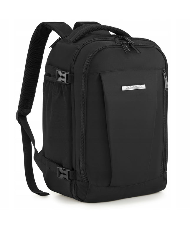 ZAGATTO juoda kelioninė kuprinė lėktuvui 40x25x20 – rankinis bagažas Ryanair Wizzair