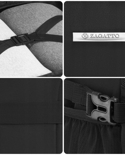 ZAGATTO juoda kelioninė kuprinė lėktuvui 40x25x20 – rankinis bagažas Ryanair Wizzair