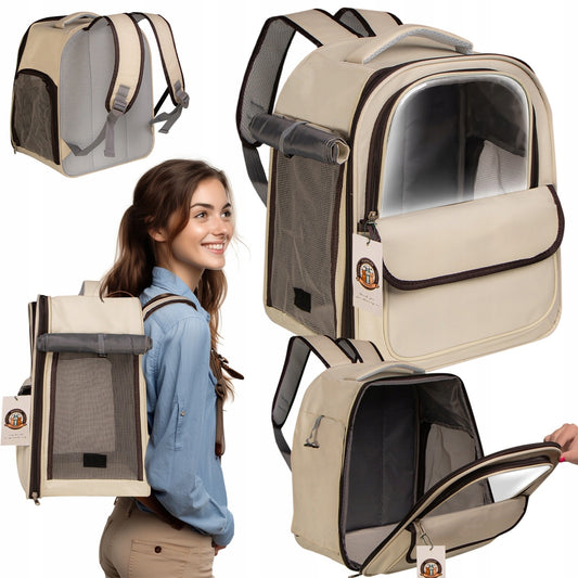 Kuprinė gyvūnams šunims ir katėms su permatomu langu, ventiliacija ir kišene 35x26x40 cm