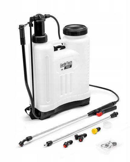 Kuprinis slėginis purkštuvas PRO 16L su ilga 100 cm lanka