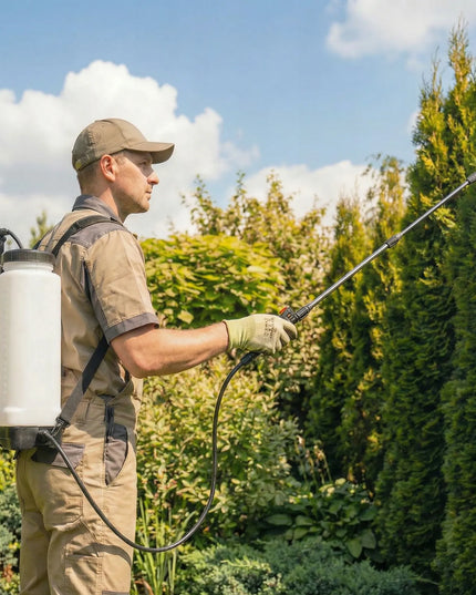 Kuprinis slėginis purkštuvas PRO 16L su ilga 100 cm lanka