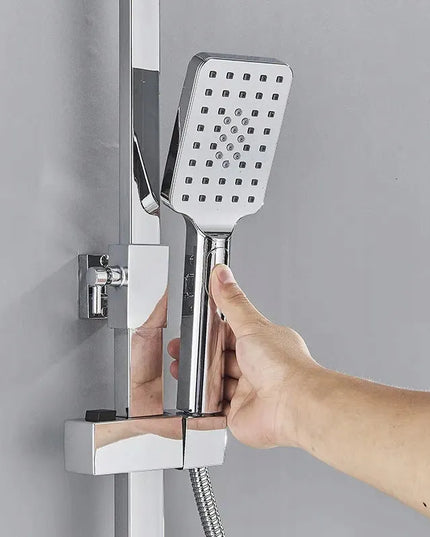 Kvadratinė dušo galvutė Terra Home EKO, 3 funkcijų, chromuota, taupanti vandenį