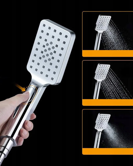 Kvadratinė dušo galvutė Terra Home EKO, 3 funkcijų, chromuota, taupanti vandenį