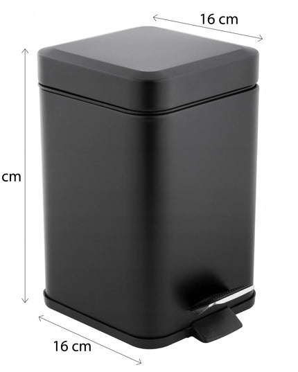 Kvadratinė vonios šiukšliadėžė Yoka Home MUTI, 3 l, matinė juoda