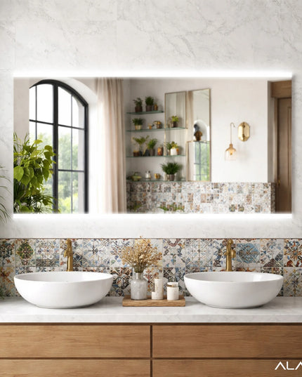 Kvadratinis LED veidrodis 80x80 prieškambariui, voniai ir svetainei