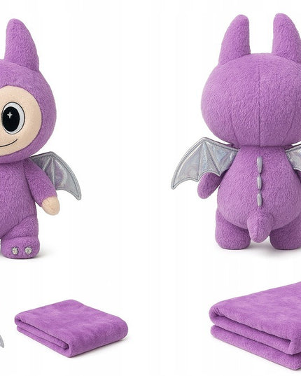 Pliušinis žaislas Labubu 50 cm su sparnais ir antklode minkštas didelis žaislas dovanai