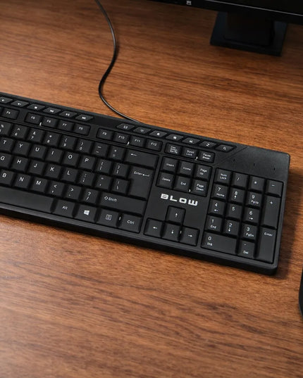 Laidinės klaviatūros ir pelės rinkinys BLOW Work Harmony, ergonomiškas, juodas, USB