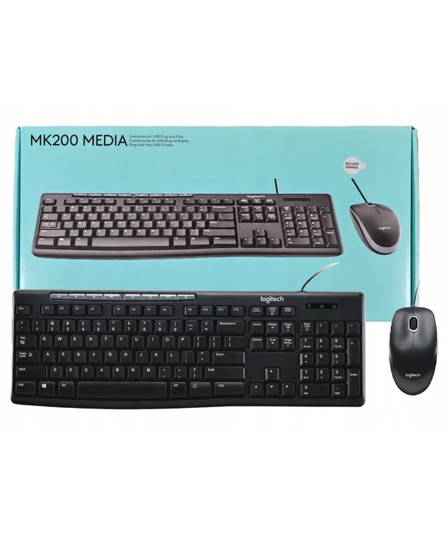 Laidinis Logitech MK200 Performance klaviatūros ir pelės rinkinys, juodas