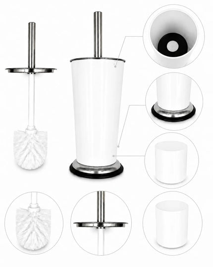 Laisvai pastatomas WC šepetys CMI Tuba, nerūdijantis plienas, baltas, 37,5 cm