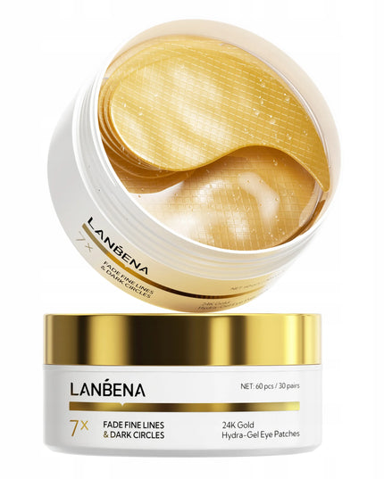 Lanbena 24K aukso geliniai paakių lapeliai skaistinamieji ir glotninamieji
