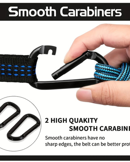 Patvarus nešiojamas nailoninis lauko hamakas su karabinais ir virvėmis iki 226 kg | Kelionėms, kiemui, stovyklavimui, žygiams